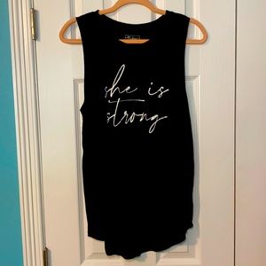 Black Miken Printed Tank Top, Size: L